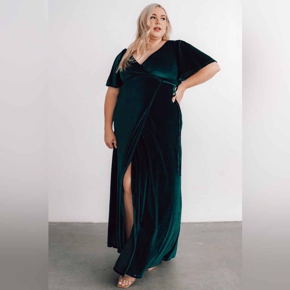Baltic Born XXXL Green Meghan Velvet Wrap Maxi Dress Formal Holiday Event